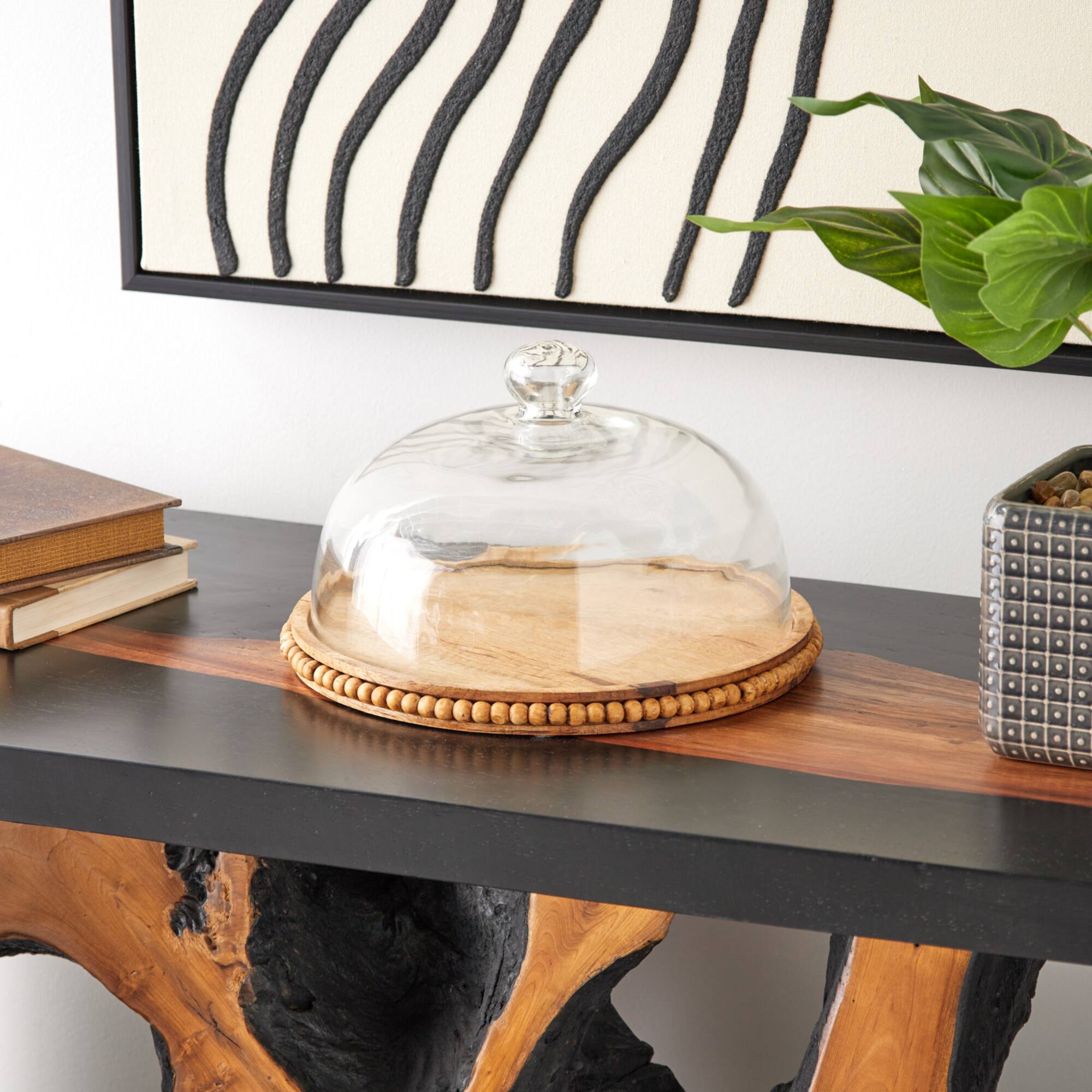 11" Brown Wood Cake Stand